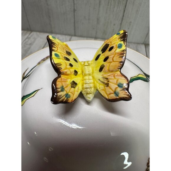 Vintage The Haldon Group Trinket Dish Covered Butterfly Top Handle 1983 Japan - Picture 6 of 10